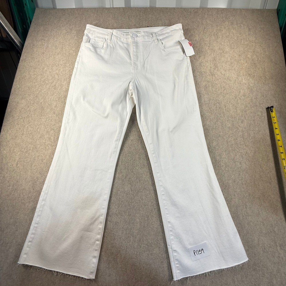NWT Kut from the Kloth Kelsey High Rise Ankle Flare White Jeans Raw Hem Size 16